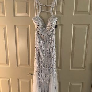 White Beaded Evening Gown